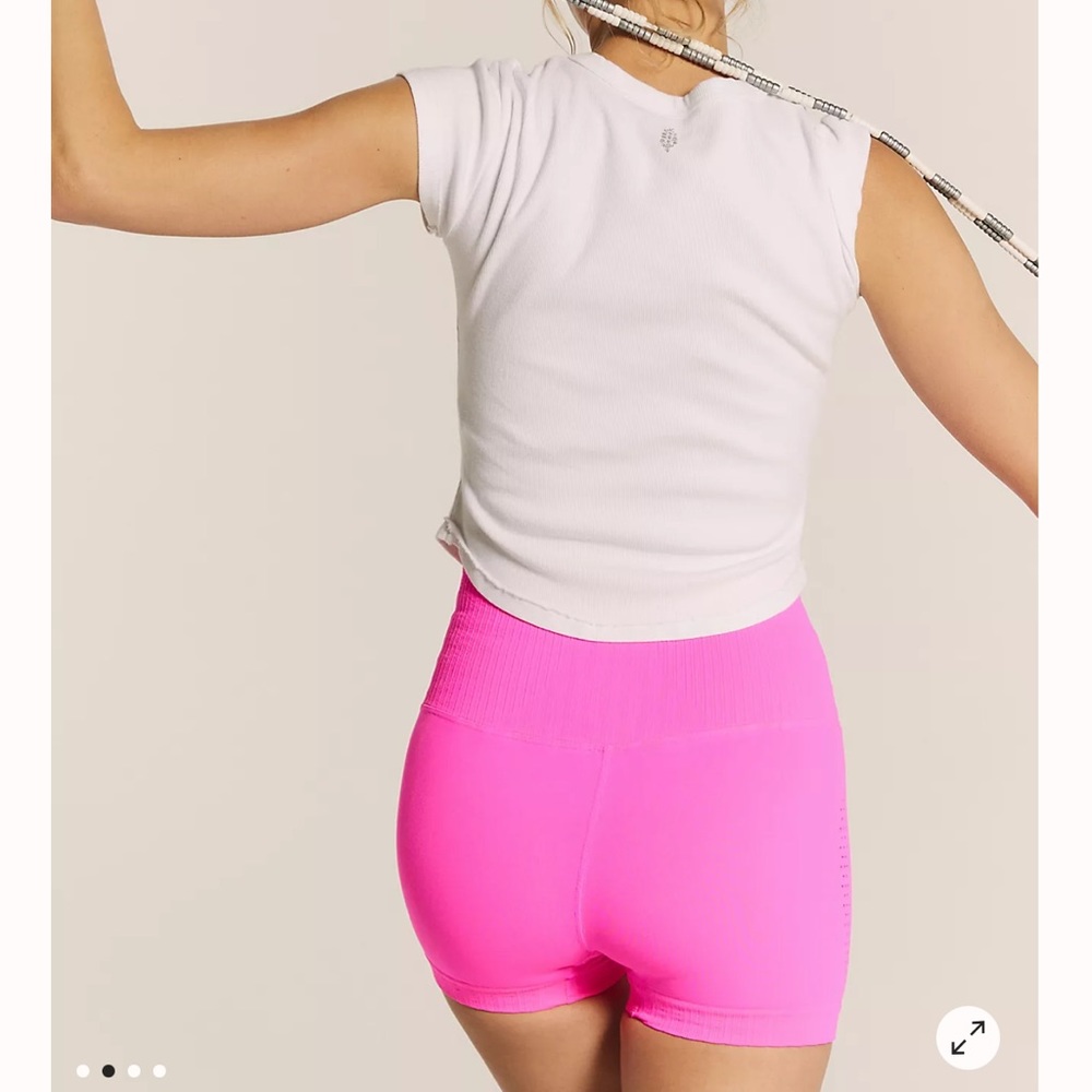 FREE PEOPLE | NWOT Good Karma Running Shorts in Hot Pink * - Picture 2 of 6